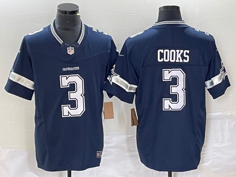 Men Dallas Cowboys #3 Cooks Blue 2023 Nike Vapor Limited NFL Jersey style 1->women nfl jersey->Women Jersey